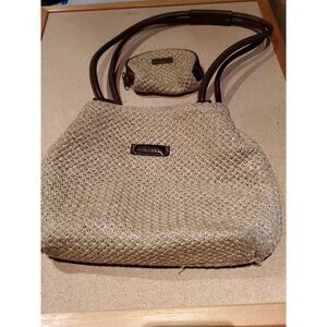 Rosetti Purse + Coin Wallet Poly Weave Satchel Double Strap Brass Tote‎ Bag